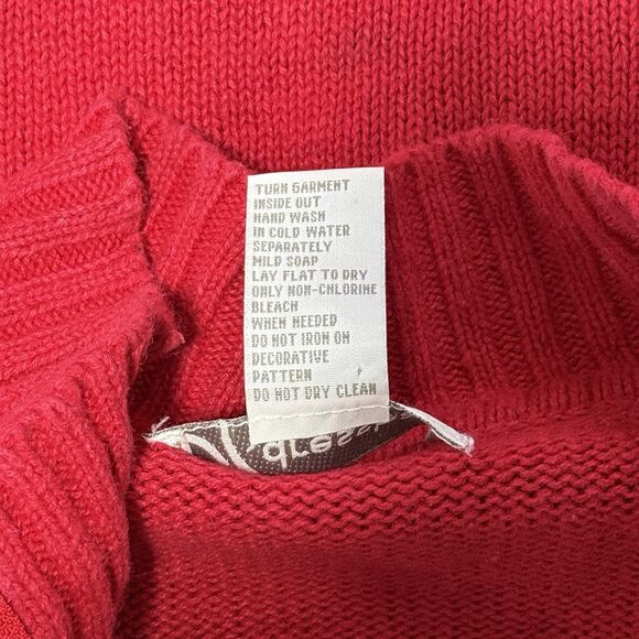 Vtg Holiday Sweater Womens L Red Full Zip Christmas Winter Snowman Grandma 90s - Picture 12 of 12